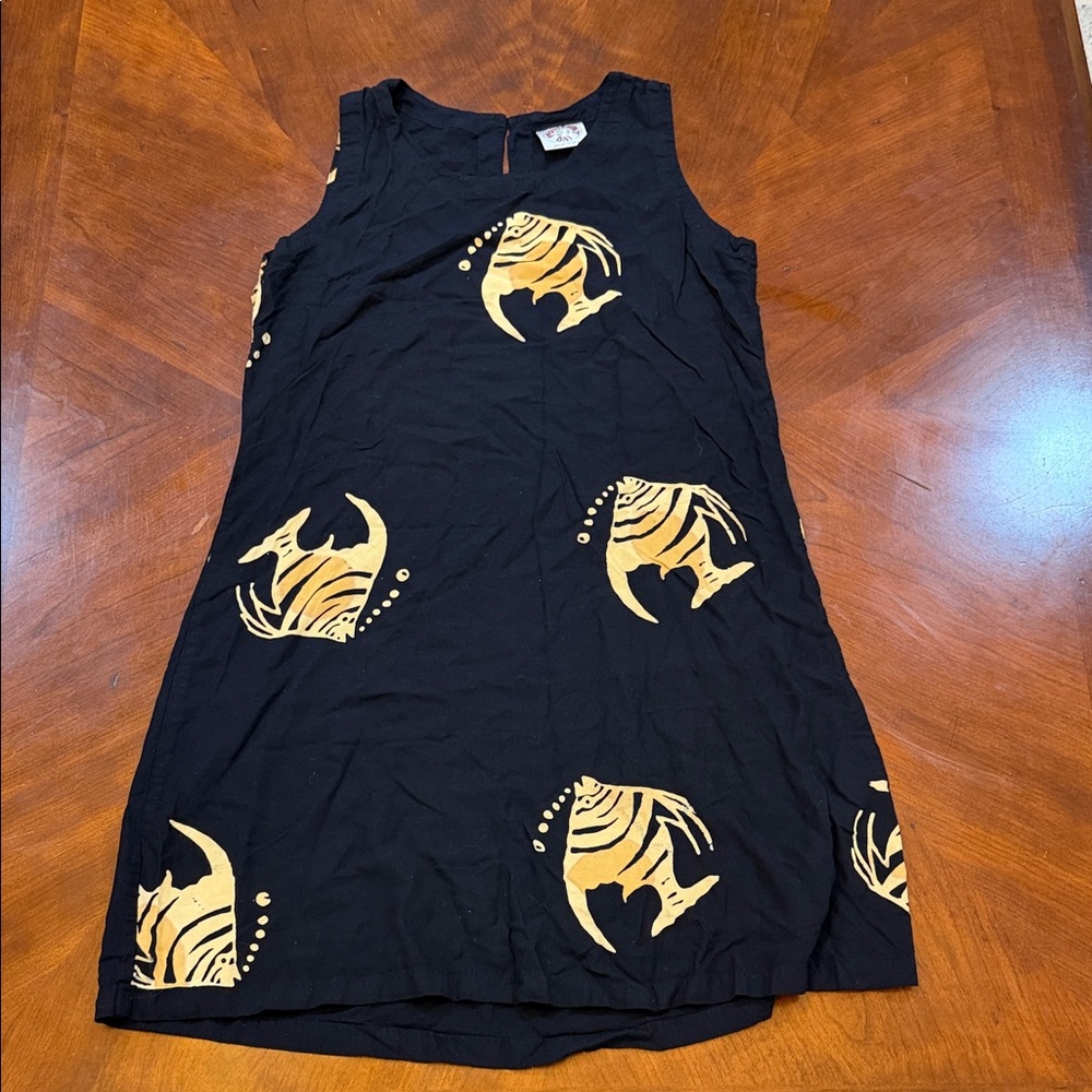 Peppermint Black and Gold Graphic Mini Dress